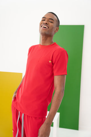 pijama quirurgica roja para hombre tela antifluidos manga corta cuello redondo coleccion zombie mr bon