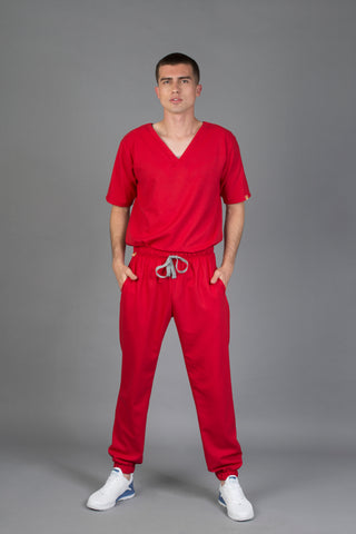 pijama quirurgica roja tela antifluidos para hombre coleccion collins mr bon