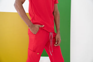 pijama quirurgica roja para hombre tela antifluidos pantalon con bolsa lateral coleccion zombie mr bon