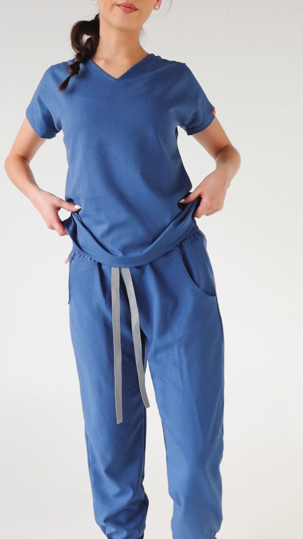 ropa primera capa color azul para mujer debajo de pijama quirurgica
